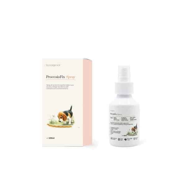 ProcesioFix Spray Alivio Natural contra la Procesionaria en Perros inclinado - primer auxilio